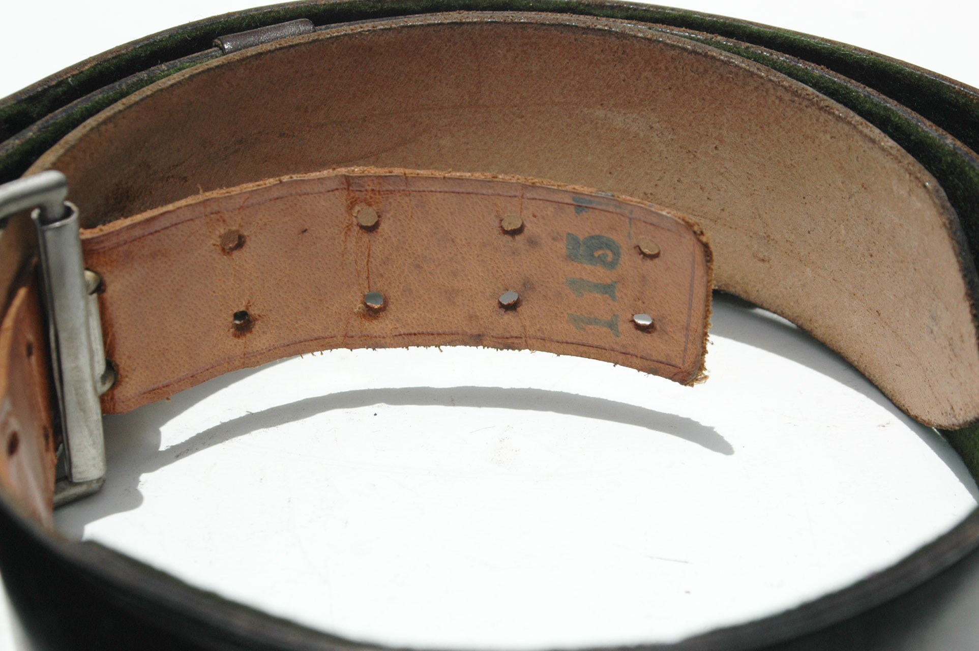 German WWII Forestry Officials Green Leather Belt and Buckle