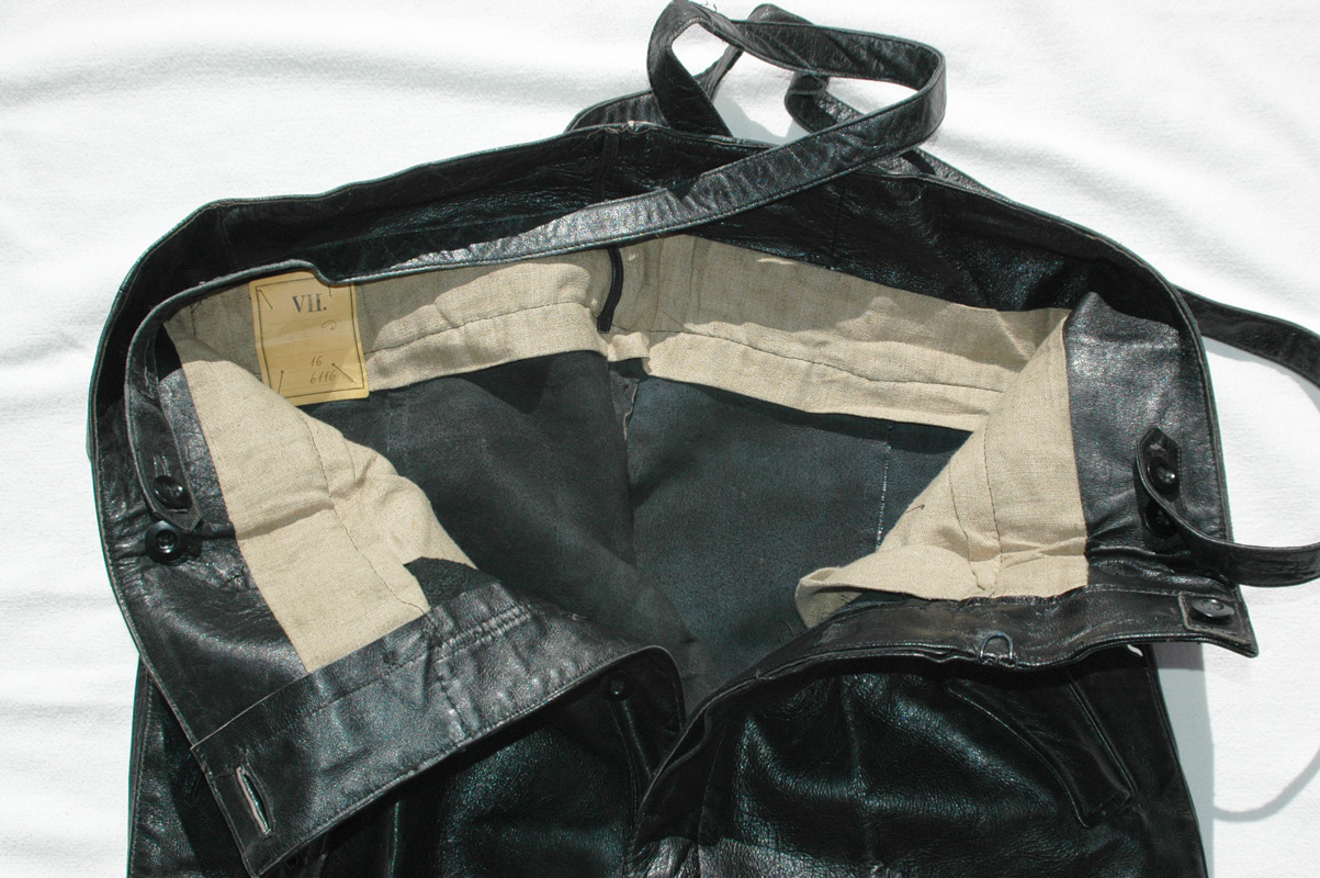 German WWII Black Leather Panzer Trousers
